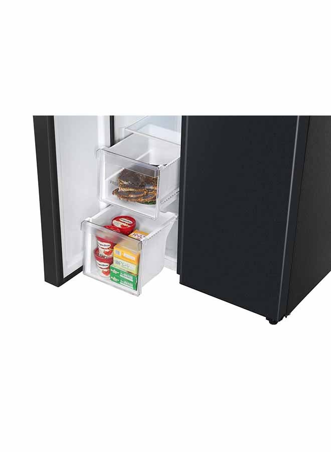 Haier - Side By Side Refrigerator 11.9Cu.ft, Freezer 5.9Cu.ft, Twin Inverter Compressor HRF-650DB Black - Image 1