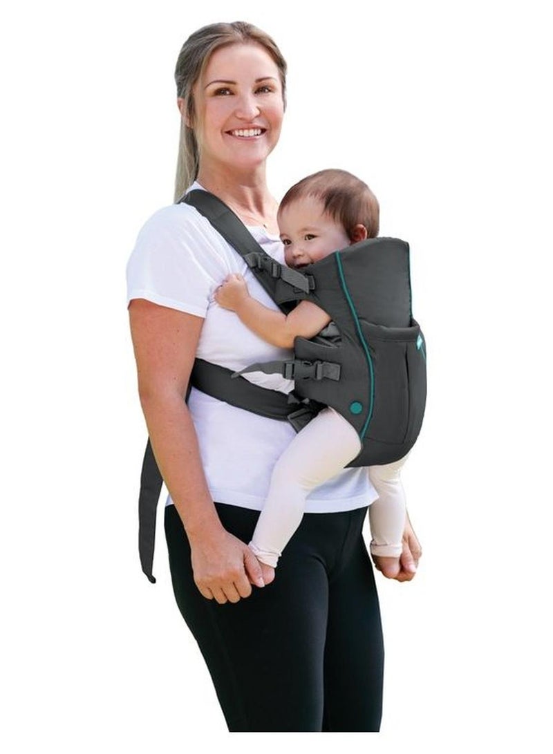 infantino Swift Classic Carrier with Pocket - 2 Ways to Carry Grey Carrier with Wonder Bib And Essentials Storage Front Pocket, Adjustable Back Strap, Inward And Outward Facing, Easy to Clean Material - Image 1