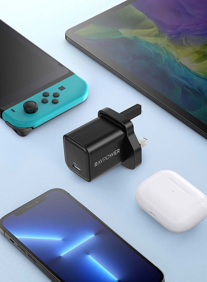 RAVPOWER Pioneer 20W Wall Charger with PD Technology - Black - Image 5