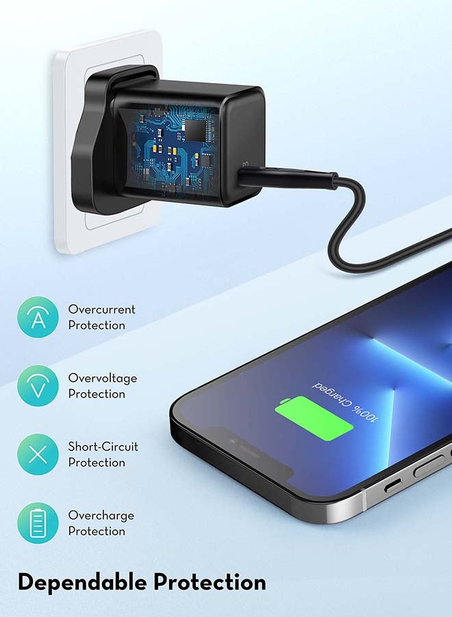 RAVPOWER Pioneer 20W Wall Charger with PD Technology - Black - Image 4