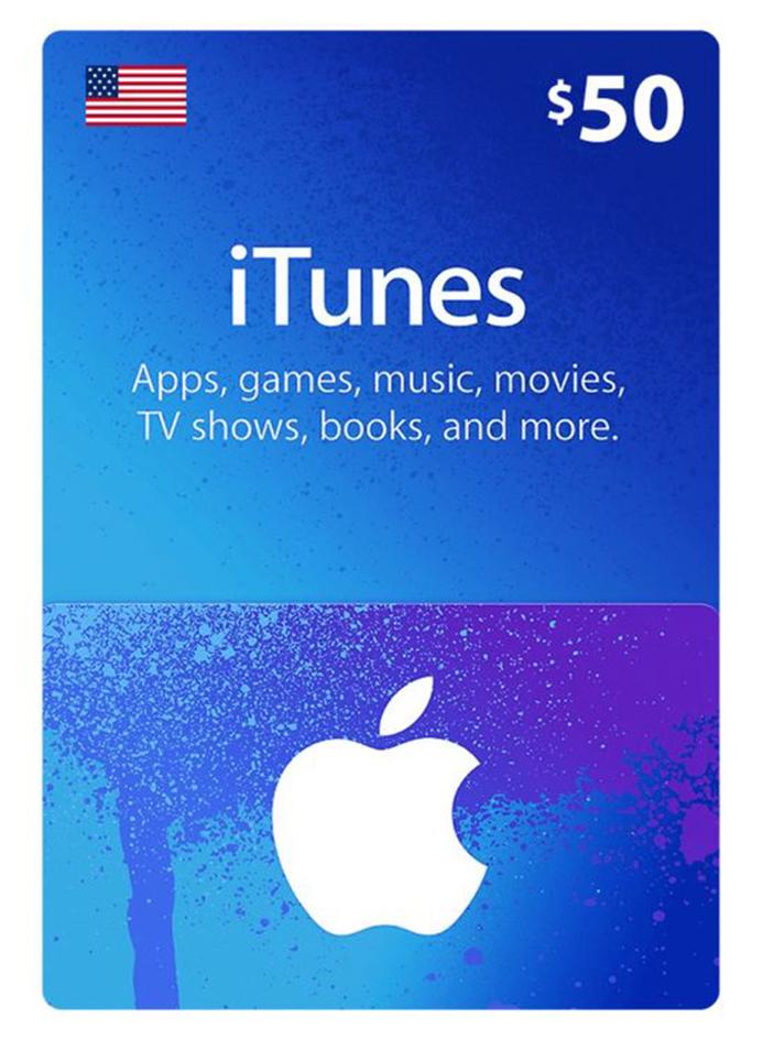 متجر التطبيقات وiTunes بقيمة 50 دولارًا أمريكيًا، التوصيل عبر الرسائل القصيرة أو الواتساب