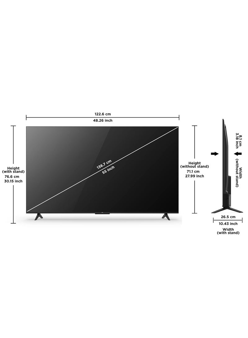 TCL - 55-Inch 4K UHD Smart TV, Built in receiver, Google TV with Built-in Chromecast & Google Assistance, Hands-Free Voice Control, Dolby Audio, HDR10 & Micro Dimming Technology, Edgeless Design. 55P635 Black 55P635 Black - Image 1