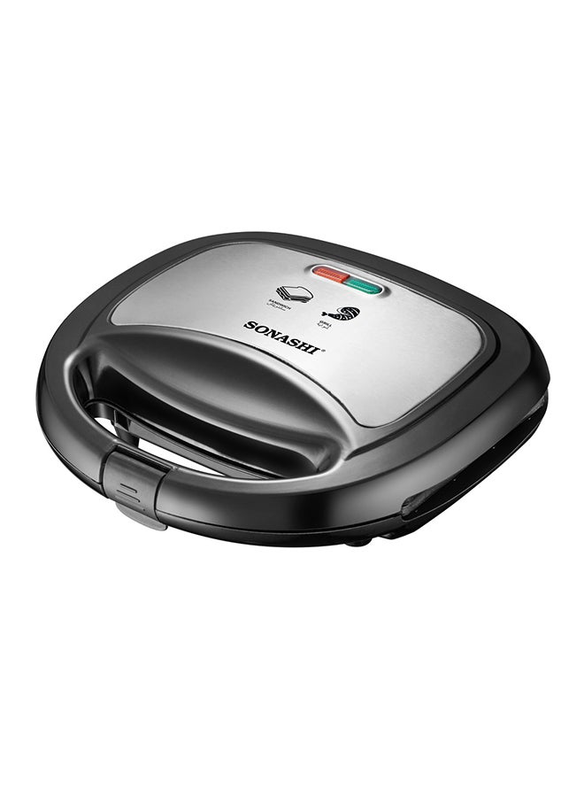 SONASHI 2 Slice Grill Maker – Non-Stick, Stainless Steel Sandwich Maker with Handle Locking System, Indicator Light, Overheat Protection 750 W SGT-853N Black/Silver  - Image 2
