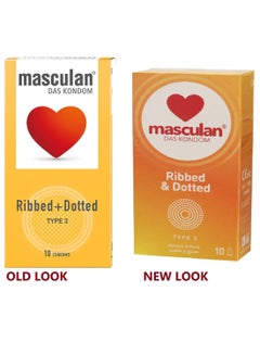 masculan Condoms Ribbed + Dotted Type 3  - Image 1