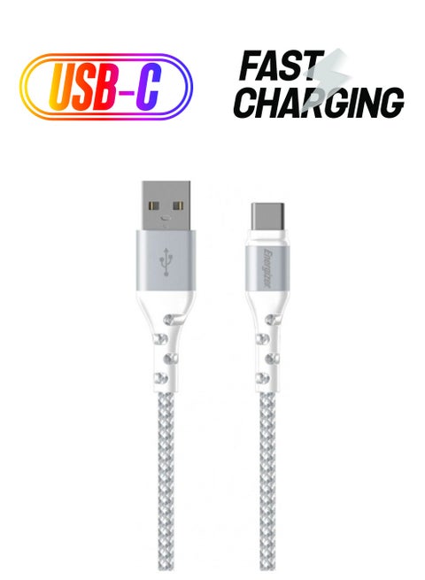 Ultimate Metal Braided USB-A To Type-C Cable, Compatible With Quick Charge, High-Twist Resistance, Fast Charging Cable, 2M White