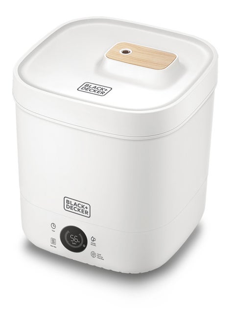 Digital Humidifier, Capacity for Large Rooms up to 40m2, Touch Control, LED Display, Warm Mist, Auto Shutoff, Easy Clean Square Tank, Modern Wooden Finish, HM4250-B5 White