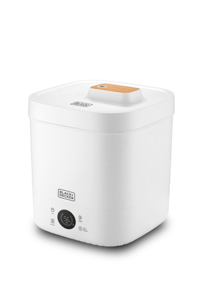 BLACK+DECKER Digital Humidifier, Capacity for Large Rooms up to 40m2, Touch Control, LED Display, Warm Mist, Auto Shutoff, Easy Clean Square Tank, Modern Wooden Finish, HM4250-B5 White - Image 2