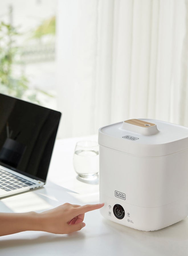 BLACK+DECKER Digital Humidifier, Capacity for Large Rooms up to 40m2, Touch Control, LED Display, Warm Mist, Auto Shutoff, Easy Clean Square Tank, Modern Wooden Finish, HM4250-B5 White - Image 4