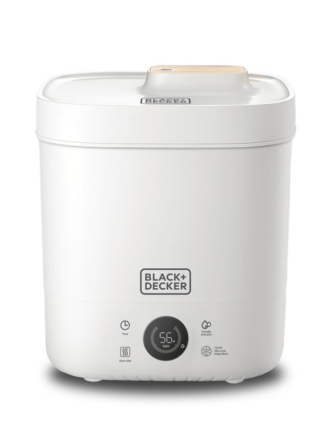 BLACK+DECKER Digital Humidifier, Capacity for Large Rooms up to 40m2, Touch Control, LED Display, Warm Mist, Auto Shutoff, Easy Clean Square Tank, Modern Wooden Finish, HM4250-B5 White - Image 3