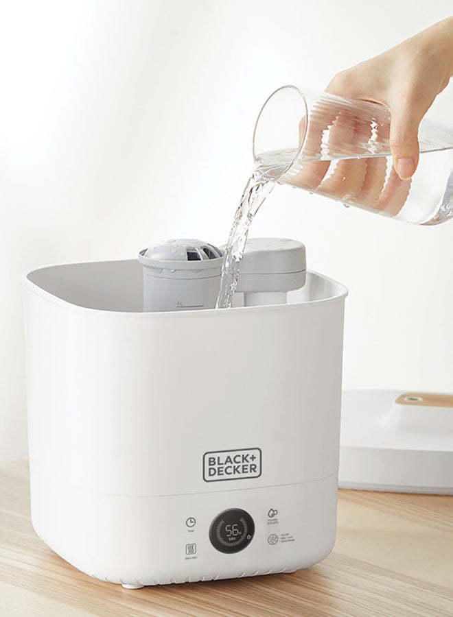 BLACK+DECKER Digital Humidifier, Capacity for Large Rooms up to 40m2, Touch Control, LED Display, Warm Mist, Auto Shutoff, Easy Clean Square Tank, Modern Wooden Finish, HM4250-B5 White - Image 5