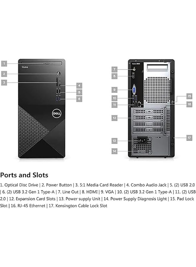 DELL - Vostro 3910 Tower PC, Core i3-12100 Processer/4GB RAM/1TB HDD/Intel UHD Graphics Black - Image 1