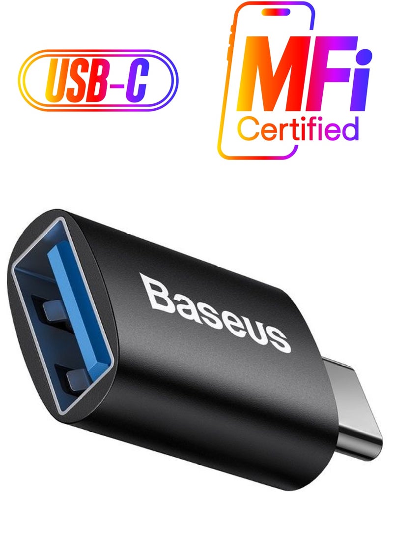 Baseus USB C to USB 3.1 Adapter Type C Male to USB Female OTG Data Cable Compatible with Samsung Galaxy S21 Ultra S20 S10e Note 20, iPad Pro 2020 2021, Mate 40 P40 Pro, Huawei P40/40, Xiaomi 11/11Pro Black - Image 1