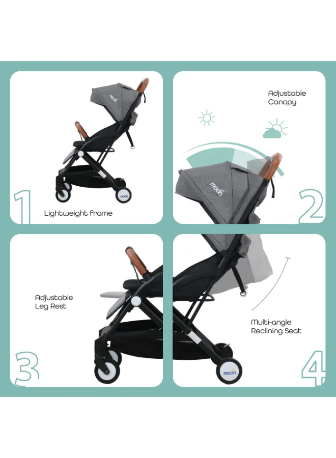 مون Ritzi Cabin Stroller - Black/Grey Dots