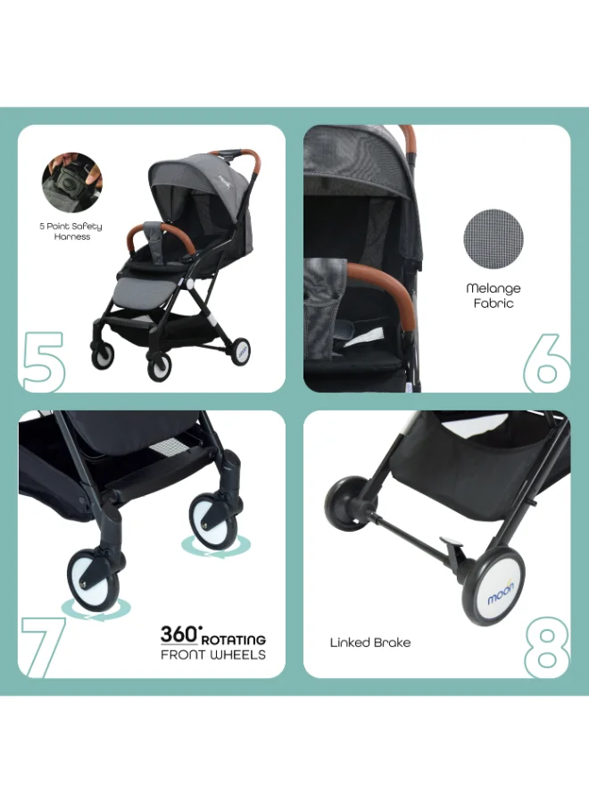 مون Ritzi Cabin Stroller - Black/Grey Dots