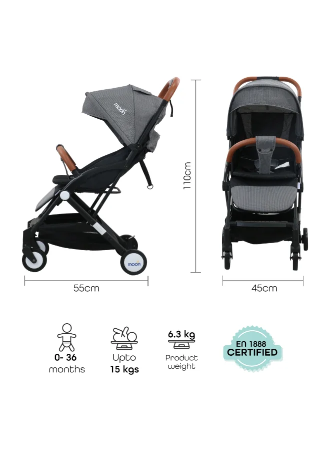 مون Ritzi Cabin Stroller - Black/Grey Dots