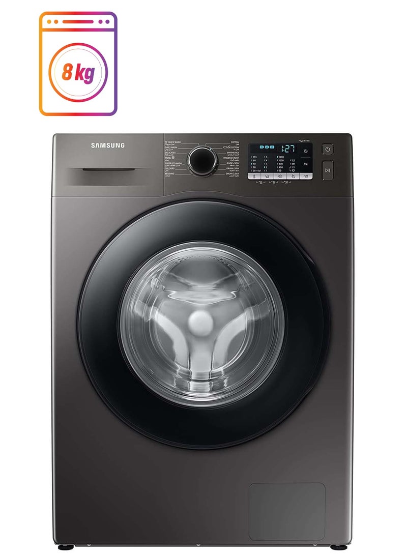 Samsung 8Kg Front Load Washing Machine, 1400 RPM With Eco Bubble Hygiene Steam, Digital Inverter Technology, International Specs 8 kg WW80TA046AXI Silver - Image 1