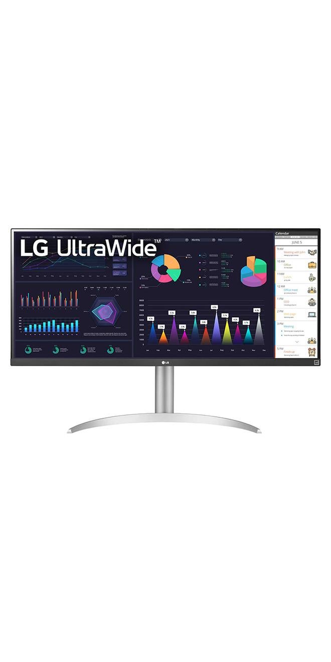 LG 34WQ650-W 34 Inch 21:9 UltraWide Full HD (2560 x 1080) 100Hz IPS Monitor, 100Hz Refresh Rate with RGB 99% Color Gamut, VESA DisplayHDR 400, USB Type-C, AMD FreeSync, Tilt/Height Adjustable Stand White - Image 1