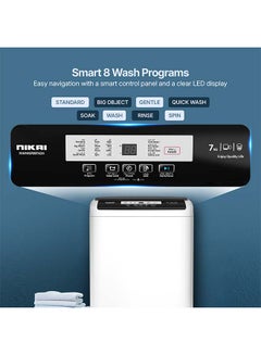 NIKAI Top Loading Washing Machine | Fuzzy Logic | 8 Smart Programs | Water-Efficient with Quick Wash | Auto Balancing Control | Stainless Steel Drum | Eco-Friendly & Silent Operation | 7 kg NWM07000TK24 Grey  - Image 3