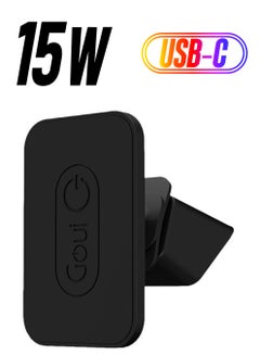 Vent Magnetic Wireless Charger – MagSafe Compatible, Multi-Angle Rotation, Type-C Input (5V/1.8A, 9V/2A, 12V/1.5A), 15W Wireless Output for Fast Charging - Black