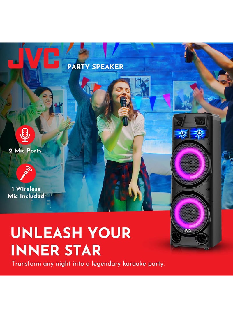 JVC - Portable Bluetooth Party speaker with wireless mic and remote control XS-N7222PB Black - Image 1