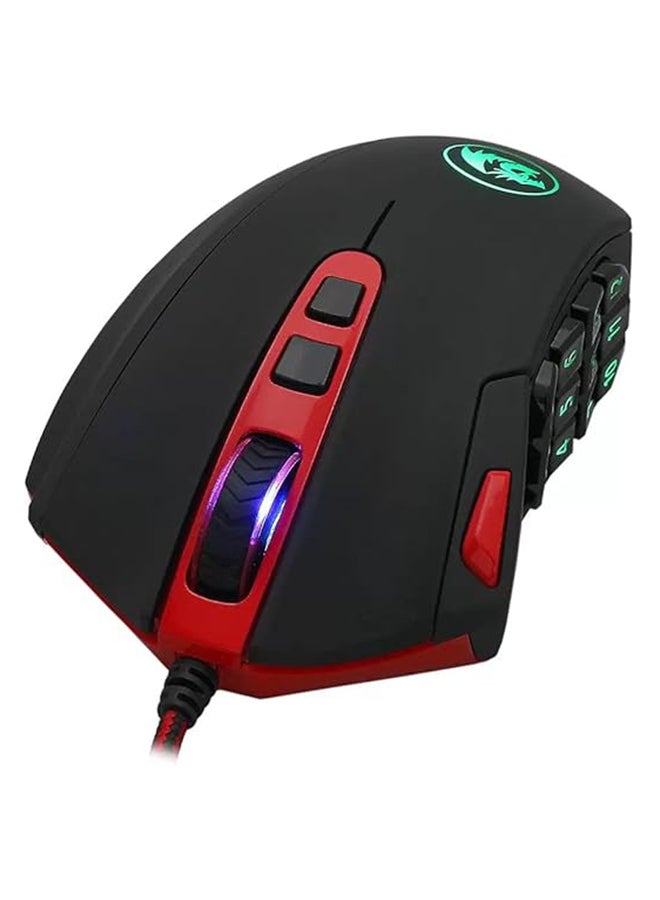Redragon M901 Gaming Mouse RGB Backlit MMO 19 Macro Programmable Buttons with Weight Tuning Set, 12400 DPI for Windows PC Computer (Wired, Black)