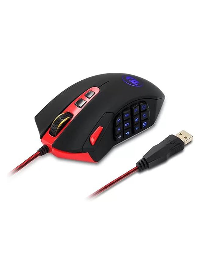 Redragon M901 Gaming Mouse RGB Backlit MMO 19 Macro Programmable Buttons with Weight Tuning Set, 12400 DPI for Windows PC Computer (Wired, Black)
