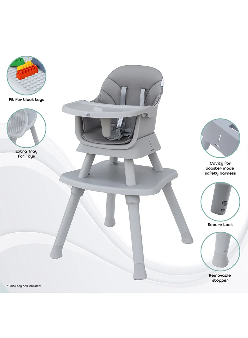Moon 6-In-1 High Chair Dining Booster Seat Baby Feeding Chair Study Desk Block Toy Table Removable Tray