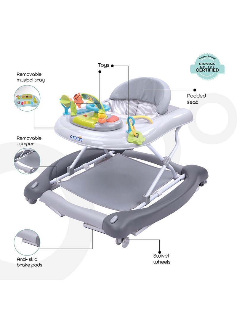 Moon Crusie 4 In 1 Walker Jumper 6 To 18 Months, Jungle Themed Removable Music Box Well Padded Seat, Strong Metal Frame  - Image 2