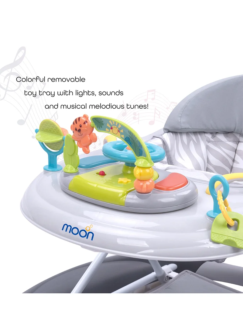 Moon Crusie 4 In 1 Walker Jumper 6 To 18 Months, Jungle Themed Removable Music Box Well Padded Seat, Strong Metal Frame