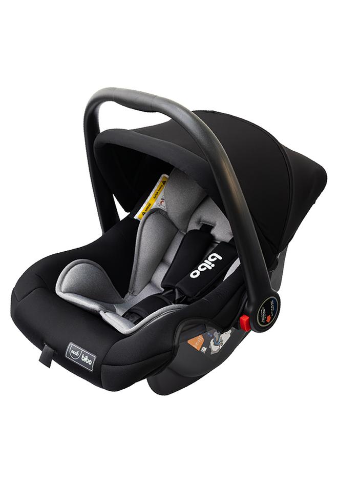 مون مقعد وحامل بيبو للأطفال للسيارة مع دعم للجسم بالكامل ووسادة ناعمة مناسب لحديثي الولادة فأكبر بلون أسود - Image 1