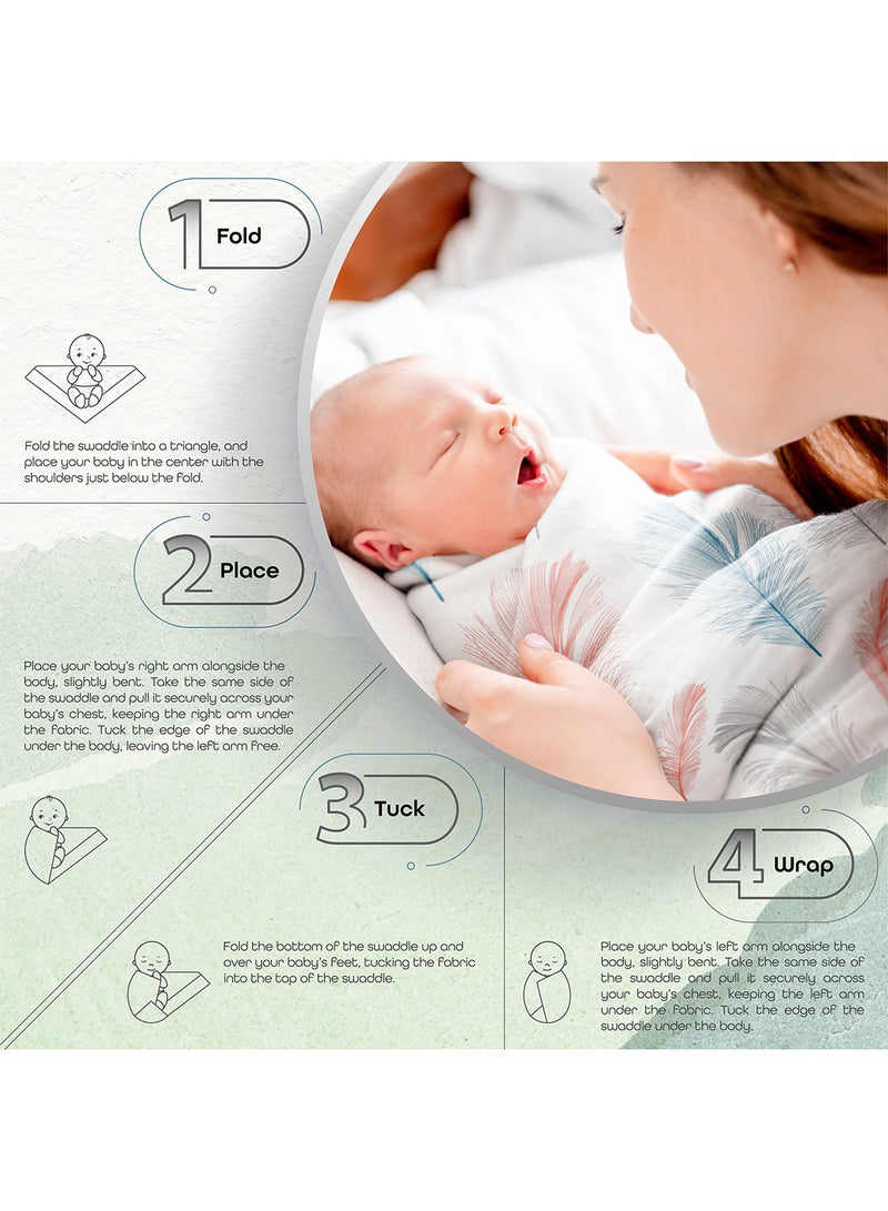 Moon Organic Muslin Wrap/ Swaddle Pack Of 2 Feather Print - Image 2