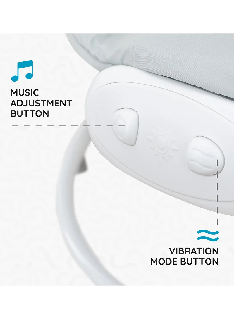 Moon Hopper Baby Bouncer Portable Soothing Seat With Vibration, 0-6 Months - Grey