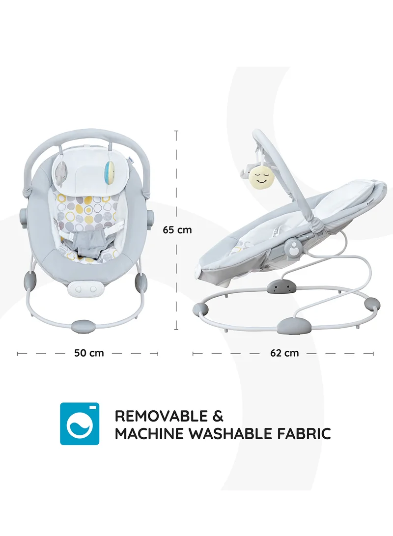 Moon Hopper Baby Bouncer Portable Soothing Seat With Vibration, 0-6 Months - Grey