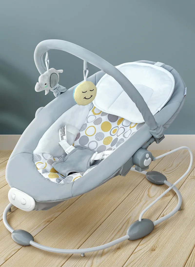 Moon Hopper Baby Bouncer Portable Soothing Seat With Vibration, 0-6 Months - Grey
