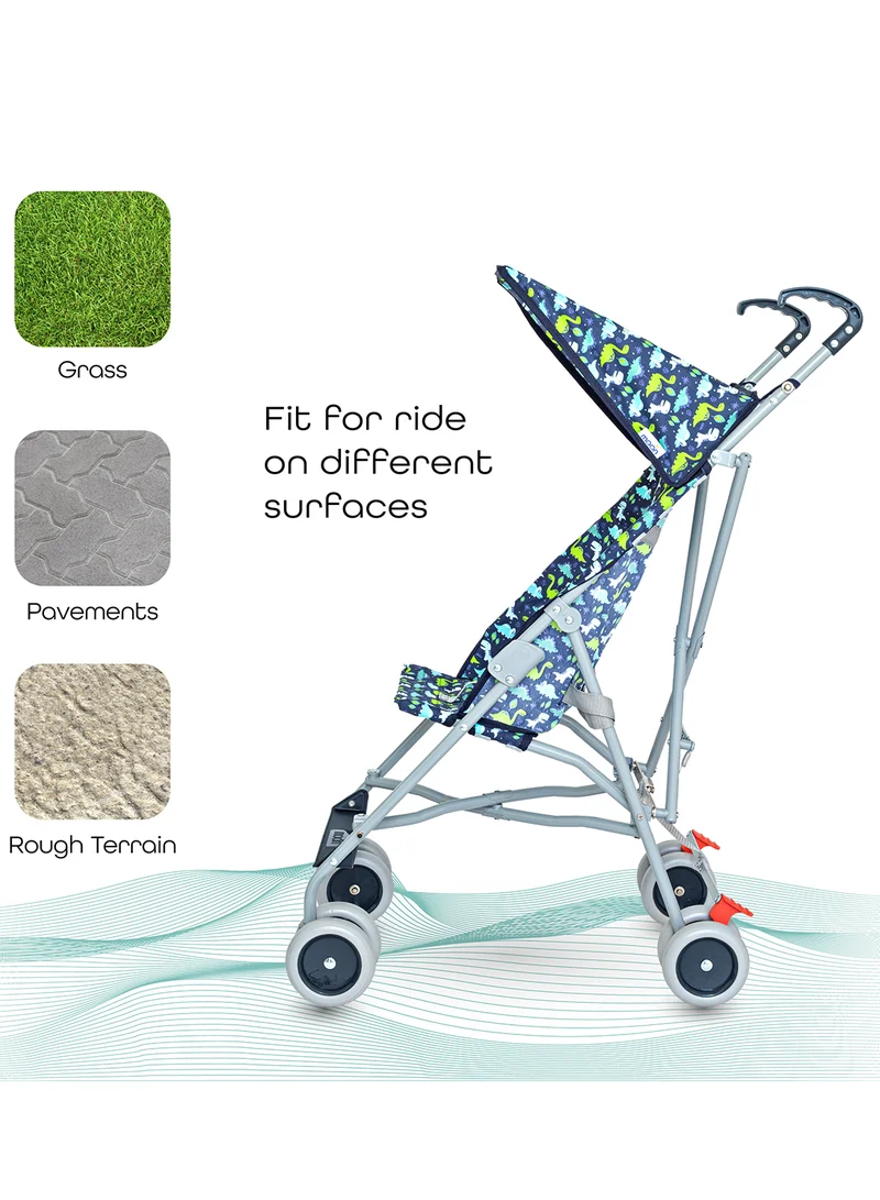 Moon Jet Baby Stroller – Lightest Buggy, Umbrella Fold, Wide Canopy, Compact, Travel-Friendly, Suitable 6m to 3yrs – Printed Dino