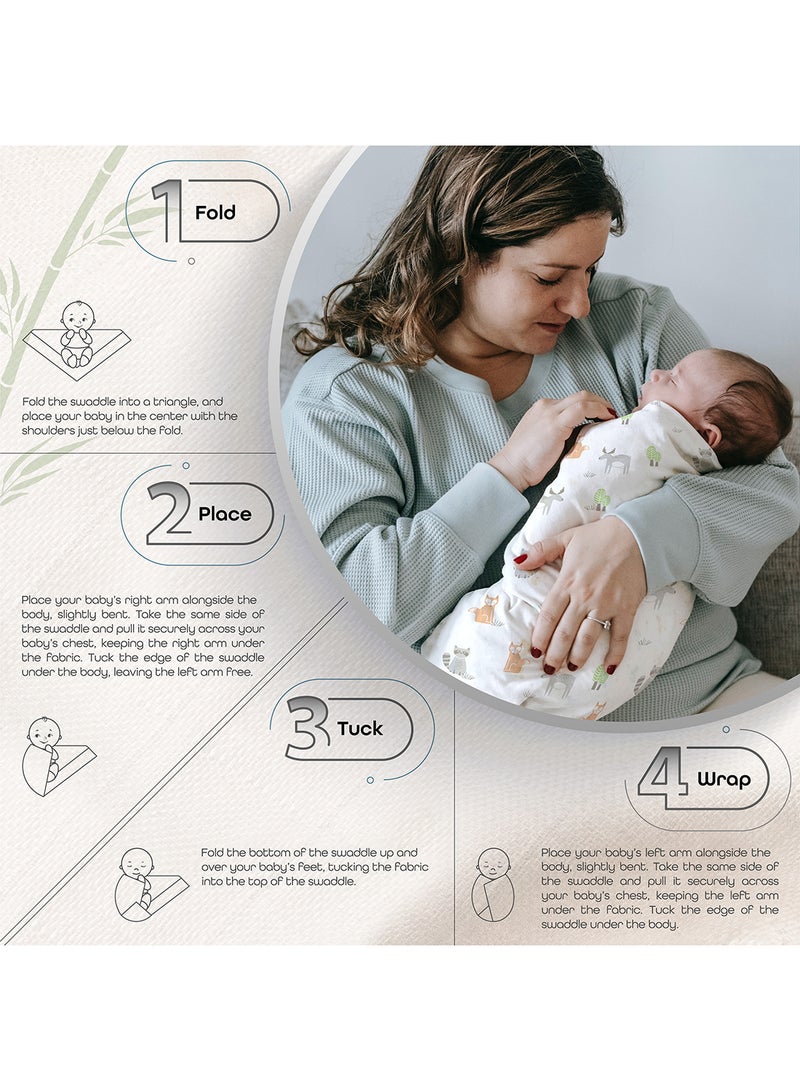 Moon Bamboo Muslin Wrap Swaddle Pack Of 2 Forest Print And Peach  - Image 2