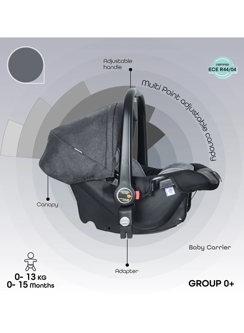 Moon Tres Baby Stroller 3-in-1 Carriage Travel System – Convertible Infant Stroller, Up to 22kg, Suitable 0m+ – Grey