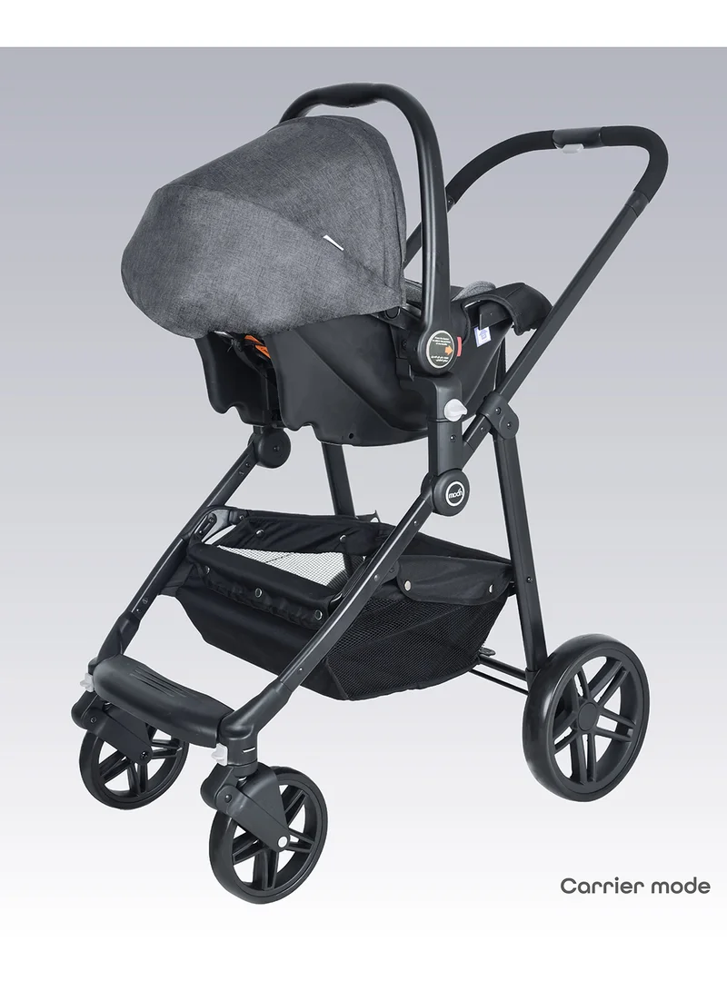 Moon Tres Baby Stroller 3-in-1 Carriage Travel System – Convertible Infant Stroller, Up to 22kg, Suitable 0m+ – Grey