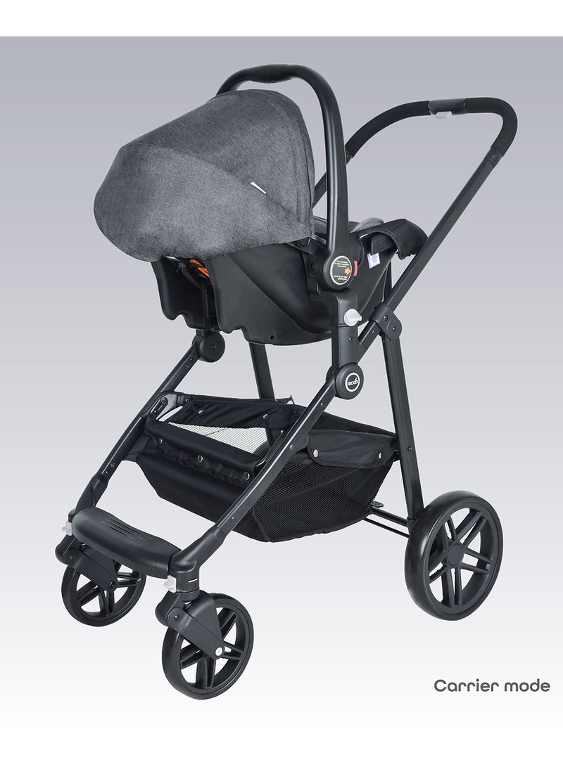 Tres Baby Stroller 3-in-1 Carriage Travel System – Convertible Infant Stroller, Up to 22kg, Suitable 0m+ – Grey