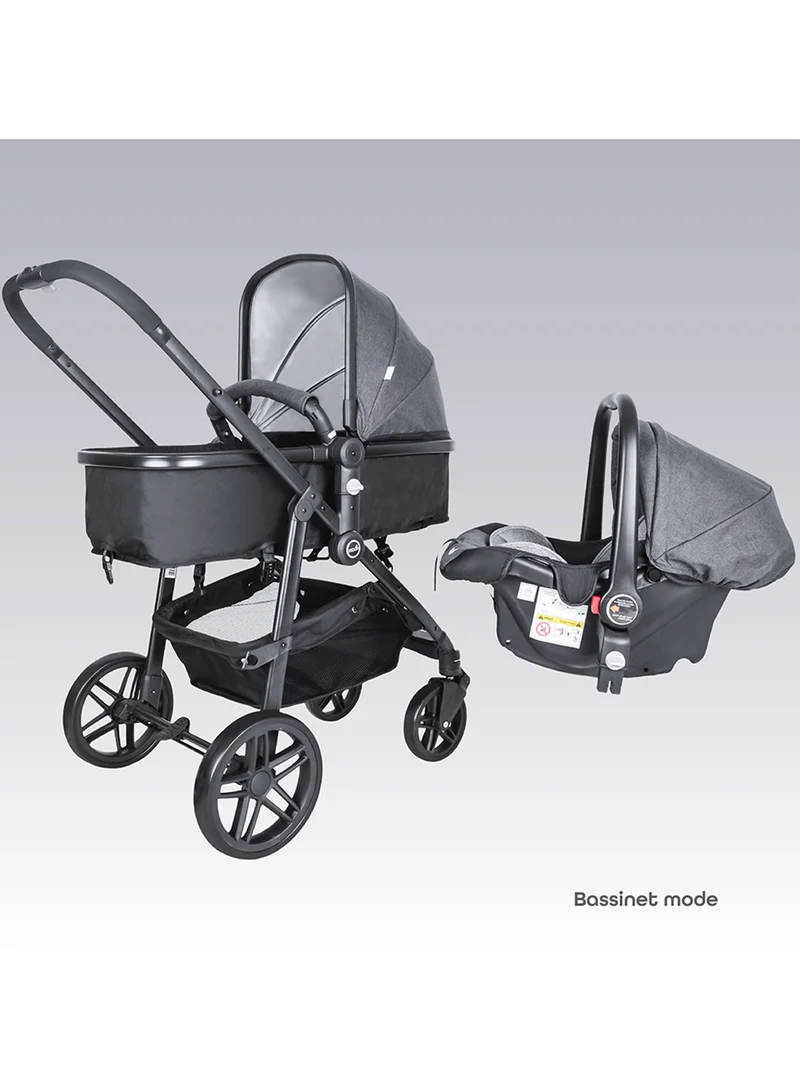Moon Tres Baby Stroller 3-in-1 Carriage Travel System – Convertible Infant Stroller, Up to 22kg, Suitable 0m+ – Grey