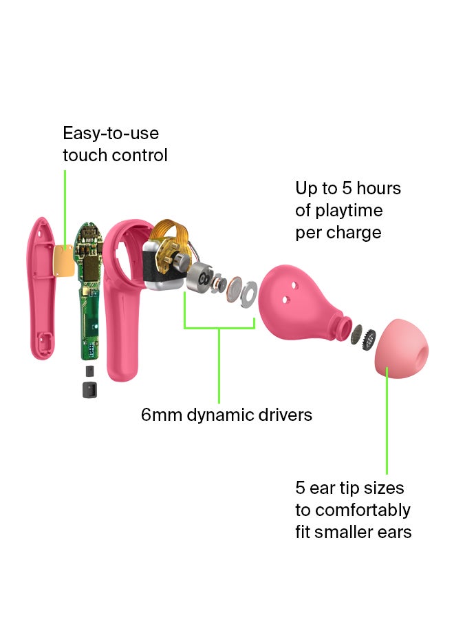 belkin Soundform Nano - Wireless Earbuds for Kids - Pink  - Image 2