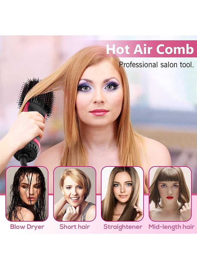 REBUNE - 1200W Hot Air Styler New Hair Styler One-Step Volumizer Negative Ionic Technology Hair Dryer and Hot Air Brush Black/Pink - Image 1