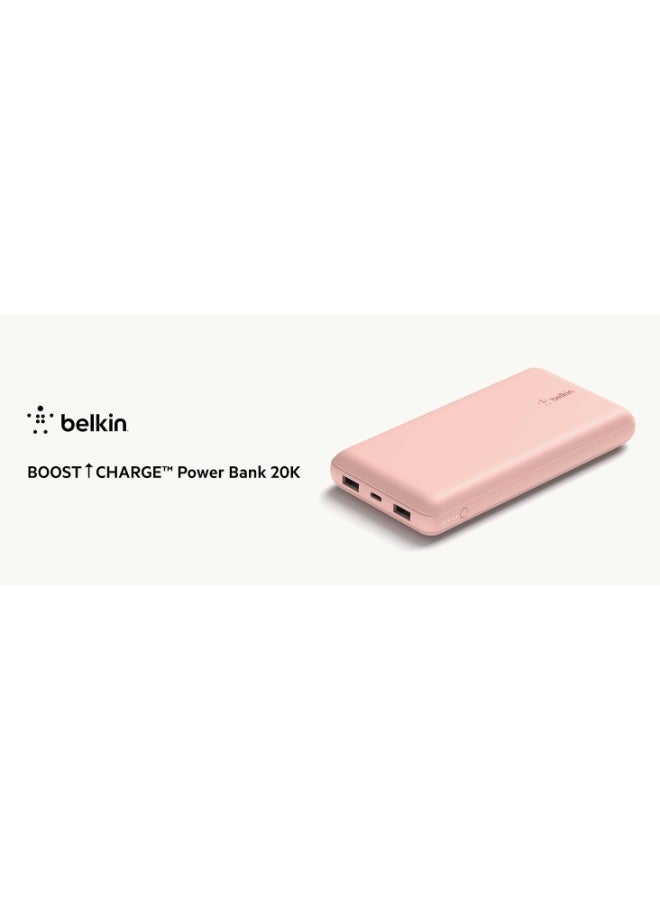 BoostCharge 20000mAh Power Bank - Fast Charge 3 Ports USB-C 1x, USB-A 2x For Apple iPhone 15/14/13/12/11 Series And Earlier Models, iPad Pro/Air/Mini, Airpods And Other USB-C Devices Rose Gold - pnsku/N53355204A/45/_/1705055589/e6f146d5-6505-45c0-9e8b-15a86ed5b0f3