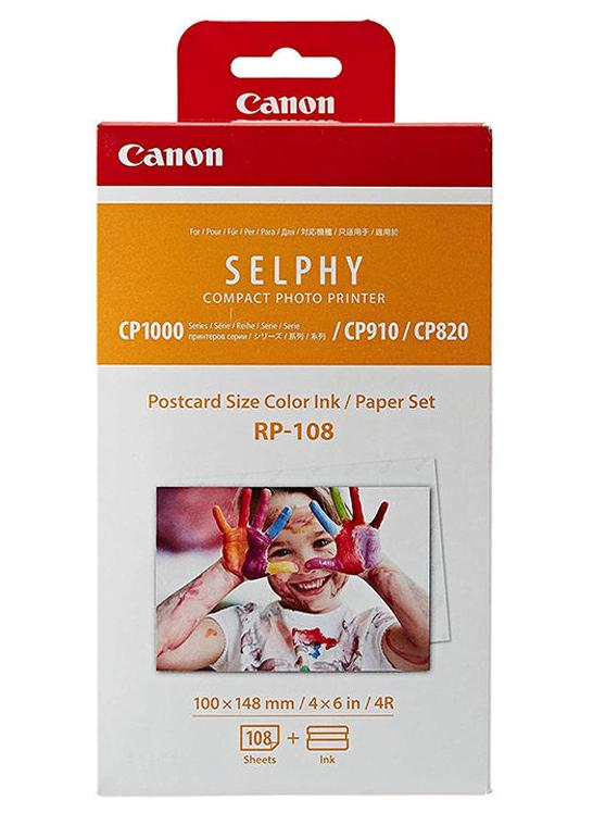 Canon SELPHY Compact Photo Printer Postcard Size Color Ink/Paper Set RP-108 Multicolour - Image 1