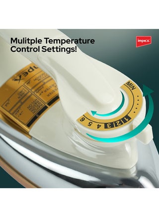 Heavy Duty Dry Iron, 1.5Kg, Ceramic Coated Sole Plate, Automatic Cut-off, Power Indicator, Stable Heel Rest, Adjustable Temperature Control Knob 1200 W IB 201 White - view 3