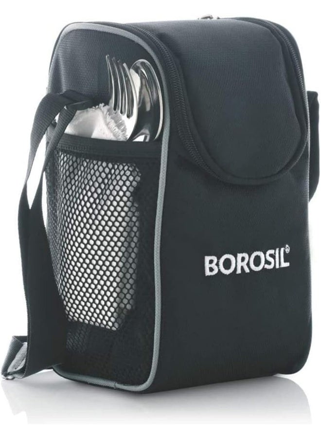 Borosil - Hot-N-Fresh Stainless Steel Insulated Lunch Box, 1.3L, Grey Silver 16x16x25cm - Image 4