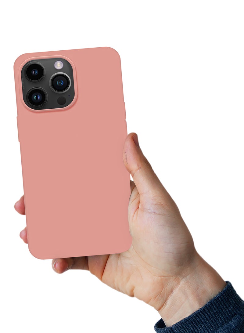 Apple iPhone 14 Pro Max Case Silicone Cover Liquid Gel Soft Ultra Slim Shockproof Back Cover Full Body Protection 6.7 Inch Baby Pink