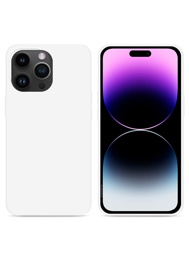 MARGOUN - Silicone Case Cover Liquid Gel Soft Ultra Slim Shockproof Back Cover Full Body Protection For Apple iPhone 14 Pro Max 6.7 inch White - Image 1