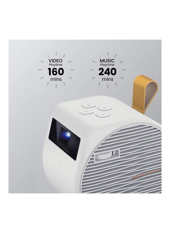 BenQ - Smart Mini Projector 200ANSI Portable Projector WVGA - Full HD Movie Projector 5W Bluetooth Speaker Ceiling Projection Wifi Android TV Home Cinema Projector Wireless Outdoor Projector + Case bag + Android TV Dongle + Inbuilt Battery GV11 White - Image 1