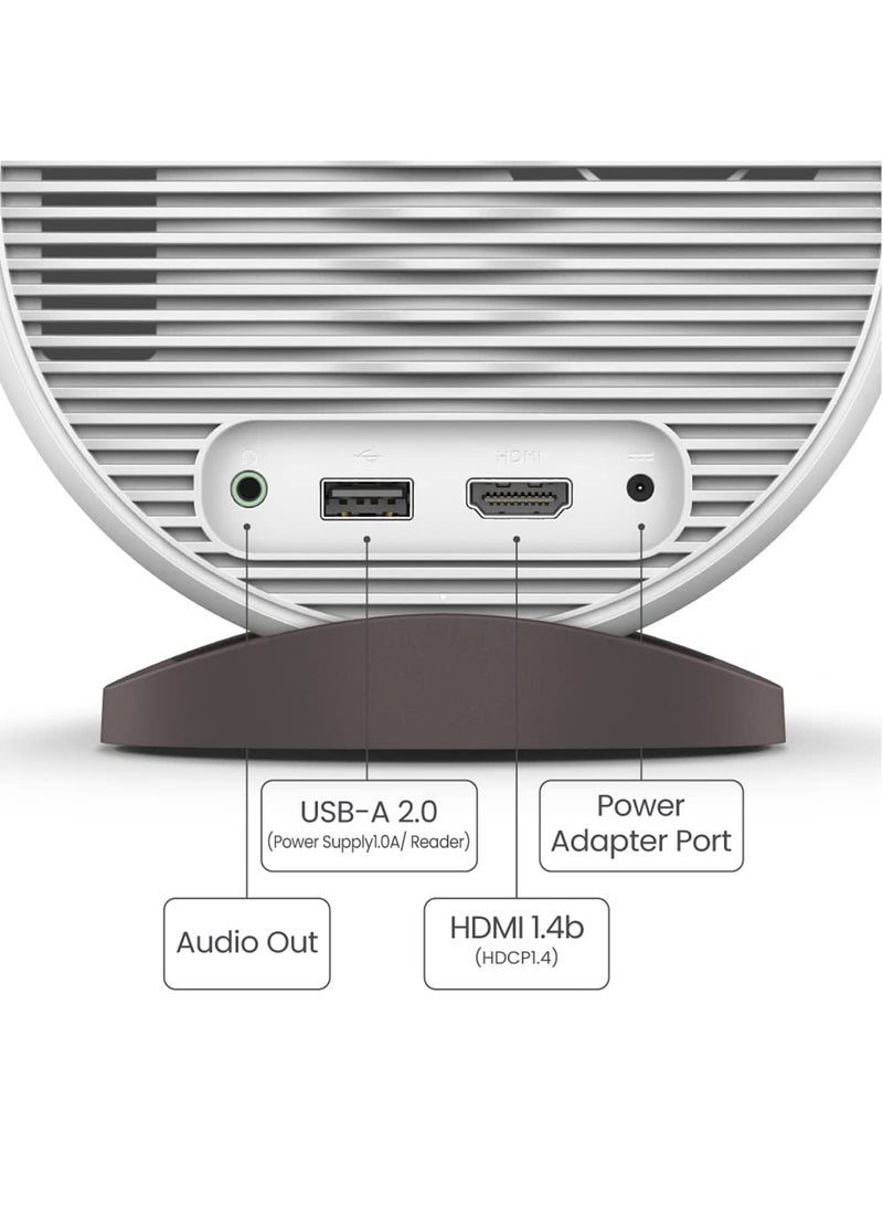 BenQ - Smart Mini Projector 200ANSI Portable Projector WVGA - Full HD Movie Projector 5W Bluetooth Speaker Ceiling Projection Wifi Android TV Home Cinema Projector Wireless Outdoor Projector + Case bag + Android TV Dongle + Inbuilt Battery GV11 White - Image 1